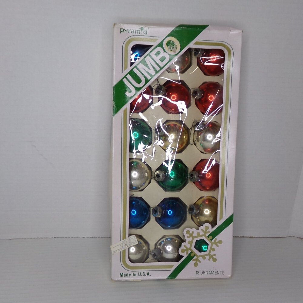 18 Vintage Glass Shiny Christmas Tree Ornaments Balls Pyramid